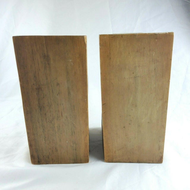 Mid 20th Century Theater Comedy Tragedy Teak Wood Bookends - a Pair For Sale - Image 4 of 9