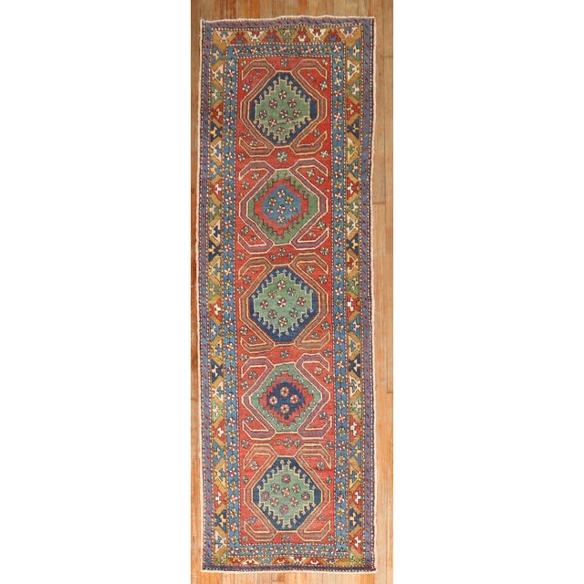 Rustic Antique Zabihi Collection Persian Heriz Runner - 2'7" x 8'10" For Sale - Image 3 of 10