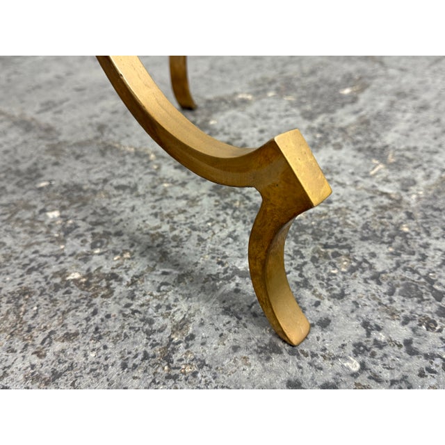 Mid Century Style Shagreen + Brass Side Table For Sale - Image 9 of 12