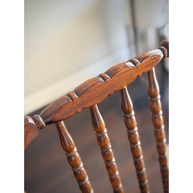 Wood Antique English Tavern Chair C. 1900 Counter Height Turned Bobbin Spindle Back Chair in the Style of Windsor Seating For Sale - Image 7 of 12