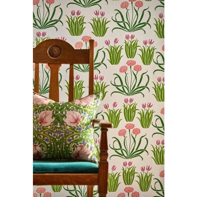 English Morris & Co Glade Wallpaper in Tulip Fields - a Sample For Sale - Image 3 of 3