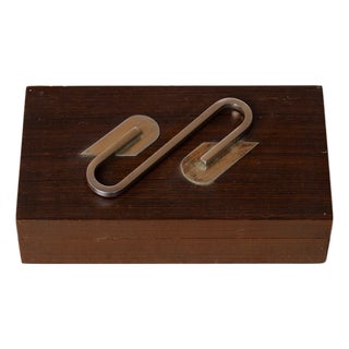 Art Deco Stained Wood & Nickel Plated Bronze Decorative Box For Sale
