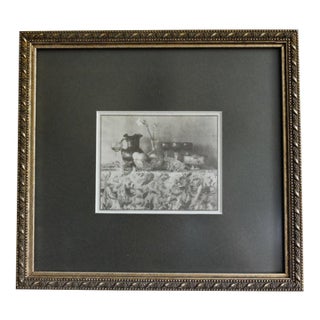 Vintage Palladium Black and White Print Still Life Framed 8 X 9" For Sale