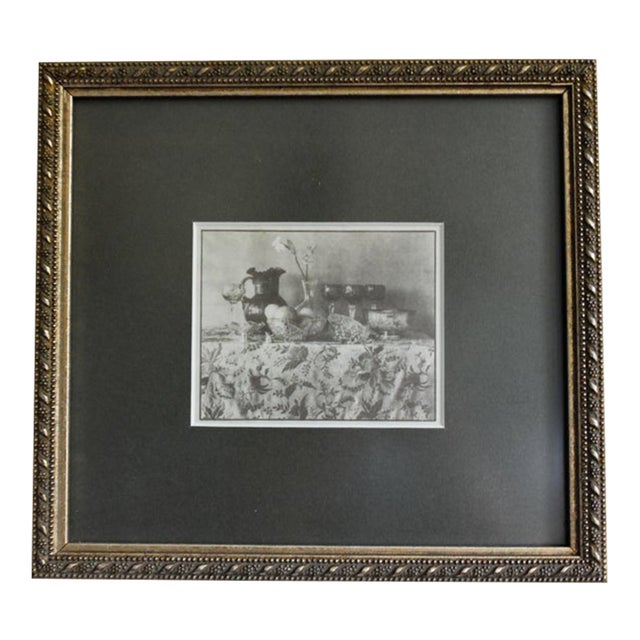 Vintage Palladium Black and White Print Still Life Framed 8 X 9" For Sale