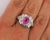 GIA Certified 2.4 Carat No Heat Pink Sapphire & Briolette Diamond Platinum Ring For Sale - Image 4 of 6