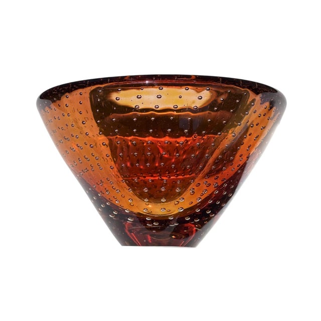 Amber Murano Amber Bullicante Art Glass Bowl, C. 1970s For Sale - Image 8 of 10