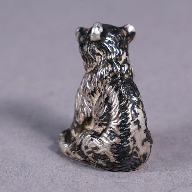Cabin Tiny Sterling Cast of a Sitting Bear For Sale - Image 3 of 4