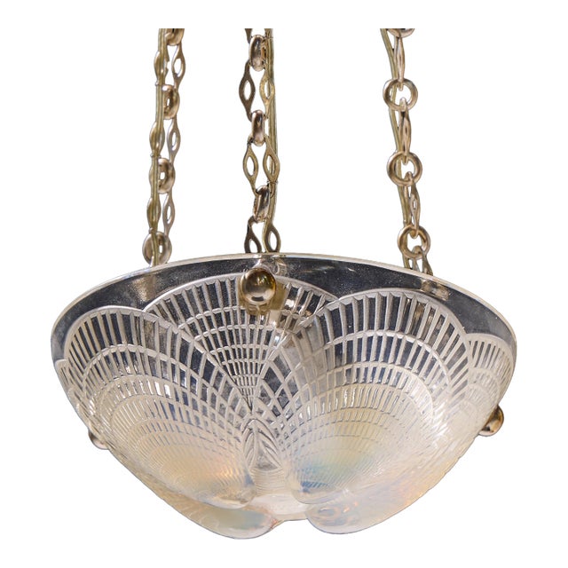 Early 20th Century René Lalique French Coquilles Chandelier Plafonnier For Sale