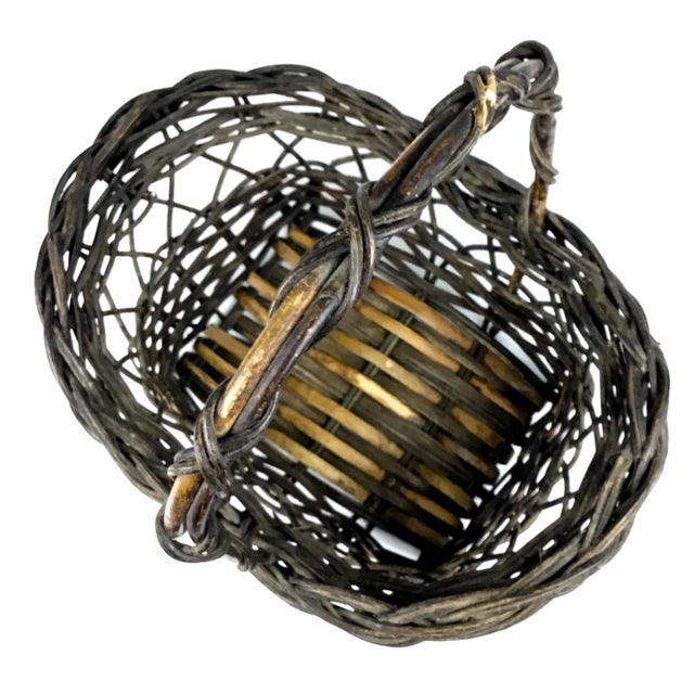 Brown Vintage Reed Wicker French Market Basket For Sale - Image 8 of 13