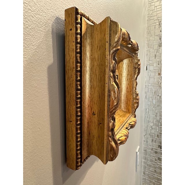 Vintage Italian Petite Gold Leaf Over Wood Mirror For Sale In Los Angeles - Image 6 of 14