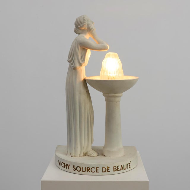 Art Deco Vichy Advertising Lamp in Plaster, Belgium, 1930s For Sale - Image 14 of 14