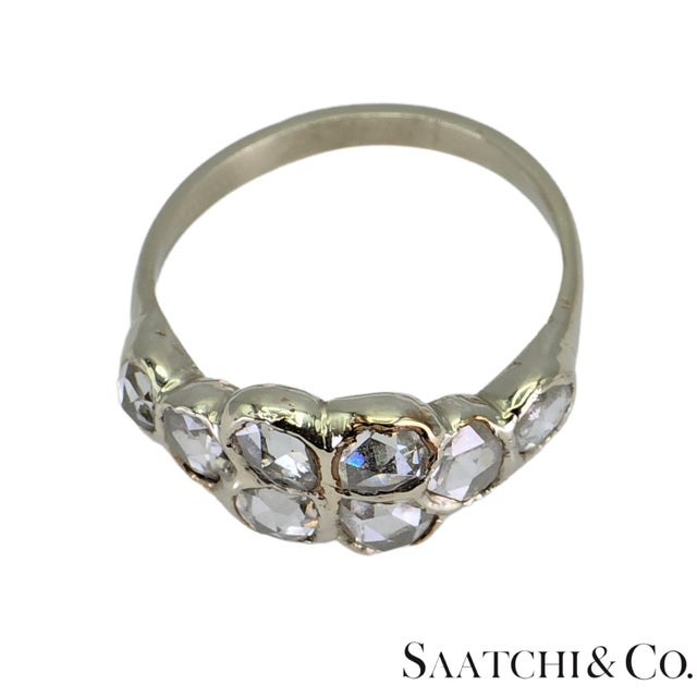 1910s 14k (585) White Gold Natural Rose Cut 1.4 Ct White Diamond, Size 5.5 For Sale - Image 9 of 18