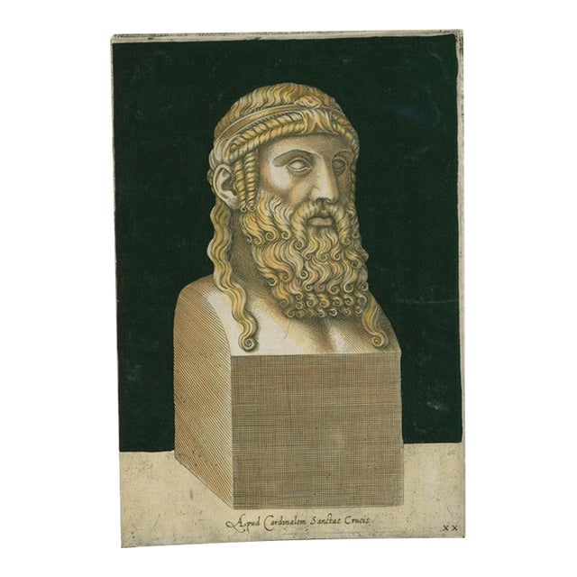 Classical Bearded Bust – Lafreri Old Master Engraving, Rome, 1569 – Plate XX For Sale
