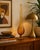 A stunning vintage Viking art glass vase in a dramatic elongated swung form, showcasing the bold sculptural styling that...