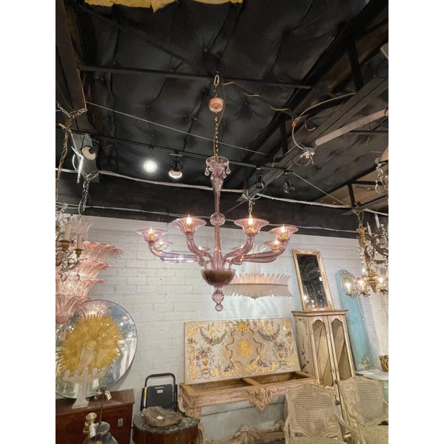 Traditional Murano Amethyst 8-Light Chandelier For Sale - Image 3 of 9
