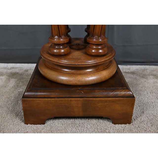 Neo-Gothic Walnut Swivel Side Table, 1900s For Sale - Image 9 of 18