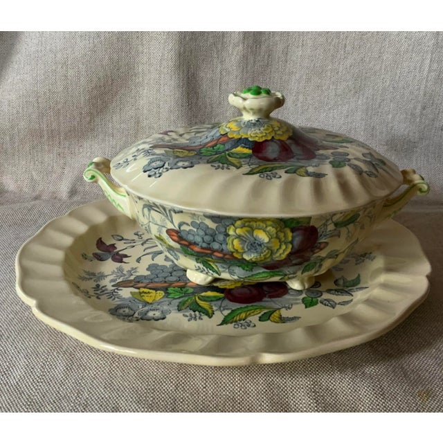 Ceramic Exceptional Royal Doulton "Kirkwood" Pattern Game Pie Dish & Chop Plate Set, C. 1930 For Sale - Image 7 of 10