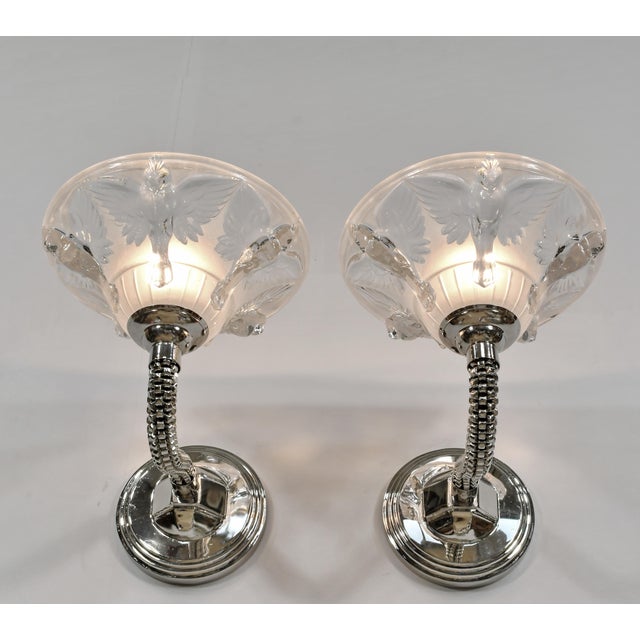 Pair of French Art Deco Wall Sconces by Boris Lacroix 1930s France - Two Pair Available For Sale - Image 6 of 16