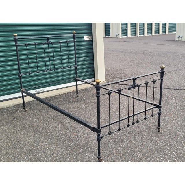 Late 19th Century Antique Black Enamel Iron Bed For Sale - Image 5 of 12
