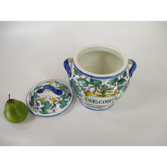 Vintage Ceramic Italian Hand-Painted Biscotti Jar For Sale - Image 4 of 11