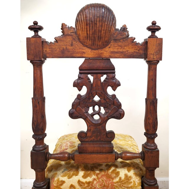 Pair Antique Italian Renaissance Carved Walnut Angels & Griffon Side Chairs For Sale - Image 18 of 18