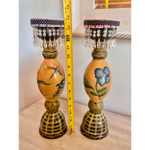 Tracy Porter Hand Painted Stonehouse Farm Goods Candle Sticks For Sale - Image 11 of 12