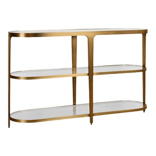 Addison Gold & Glass Oval Console Table For Sale