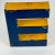Mid-Century Modern Vintage Metal Porcelain Enamel Letter 'E' Sign in Blue & Yellow For Sale - Image 3 of 7