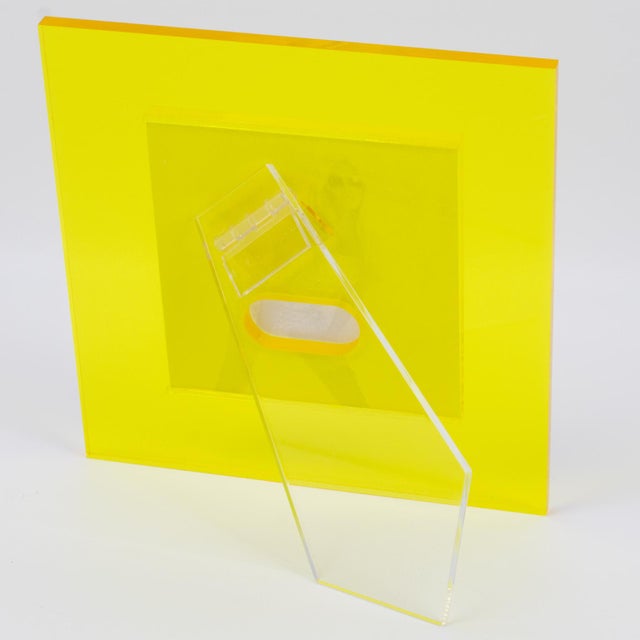 Pop Art Modernist Neon Yellow Lucite Picture Frame, Italy 1970s For Sale - Image 4 of 5