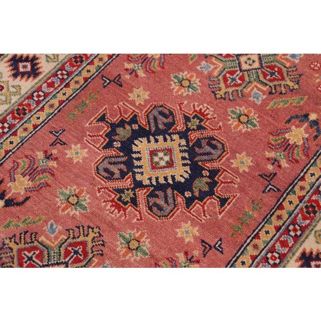 Bohemian Kazak Pink/Beige Wool Rug - 3'4''x4'10'' For Sale - Image 4 of 10