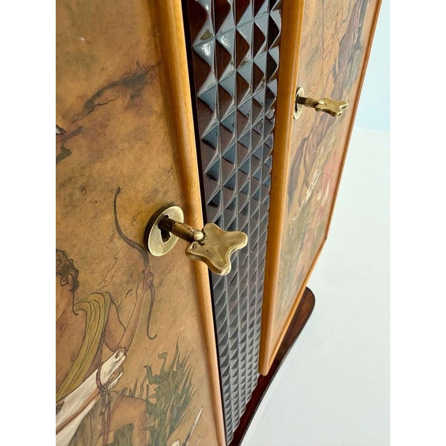 Italian Bar Cabinet with Painted Panels, 1940s For Sale - Image 13 of 18