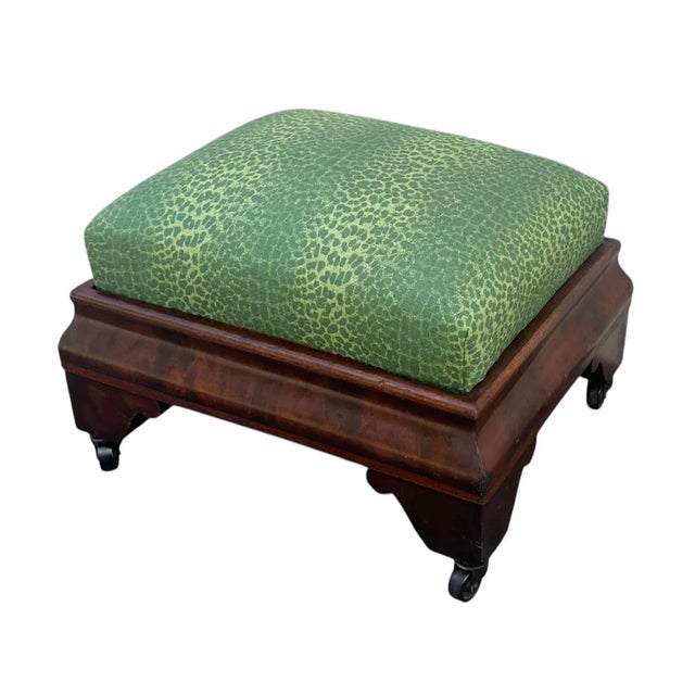 Mid 19th Century Large American Mahogany Veneer Stool on Celluloid Rollers, Circa 1840 For Sale - Image 5 of 10