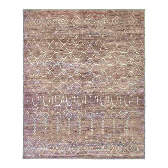 Light Aubergine Modern Wool Rug For Sale