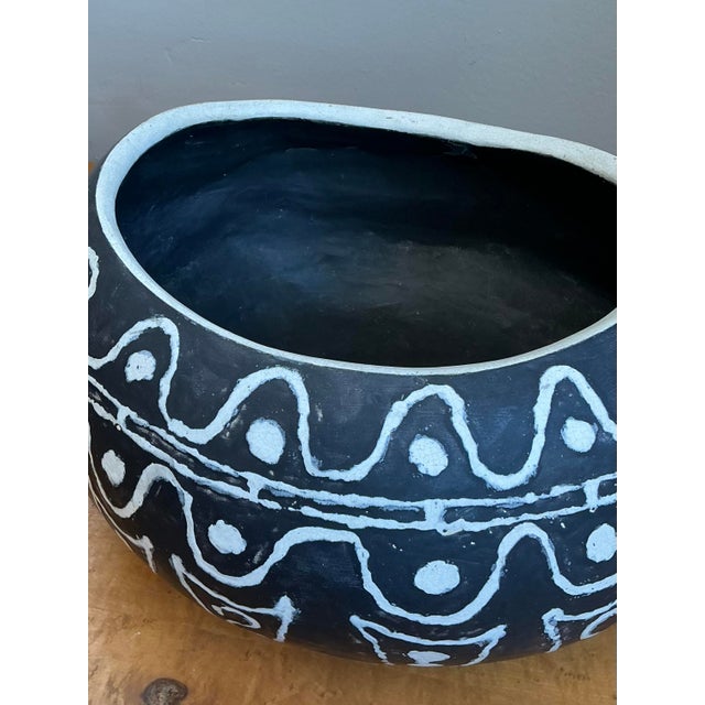 Black Vintage Original Hand Painted Studio Pottery Bowl For Sale - Image 8 of 12