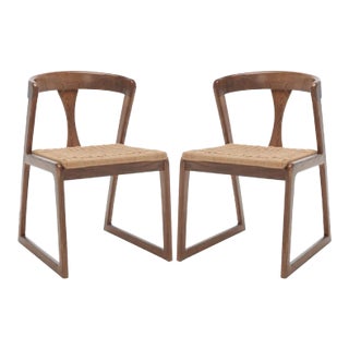 Jamal Woven Dining Chair - Walnut/Natural, Set of 2 For Sale