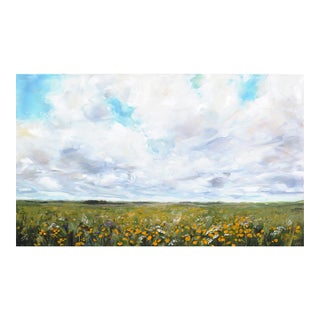 Where the Wildflowers Dance - Original Floral Abstract Acrylic and Graphite Canvas Painting For Sale