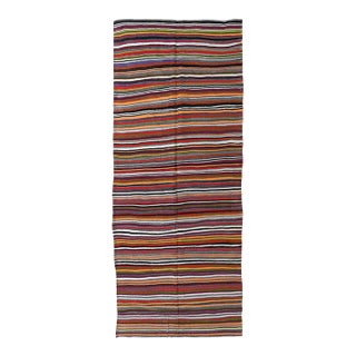 Decorative Striped Vintage Kilim Rug - 4`7" X 11`5" For Sale