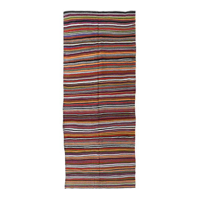Decorative Striped Vintage Kilim Rug - 4`7" X 11`5" For Sale