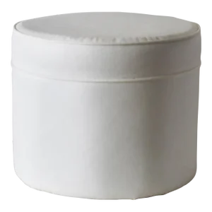 1970s Vintage American Modern White Vinyl Drum Pouf Stool