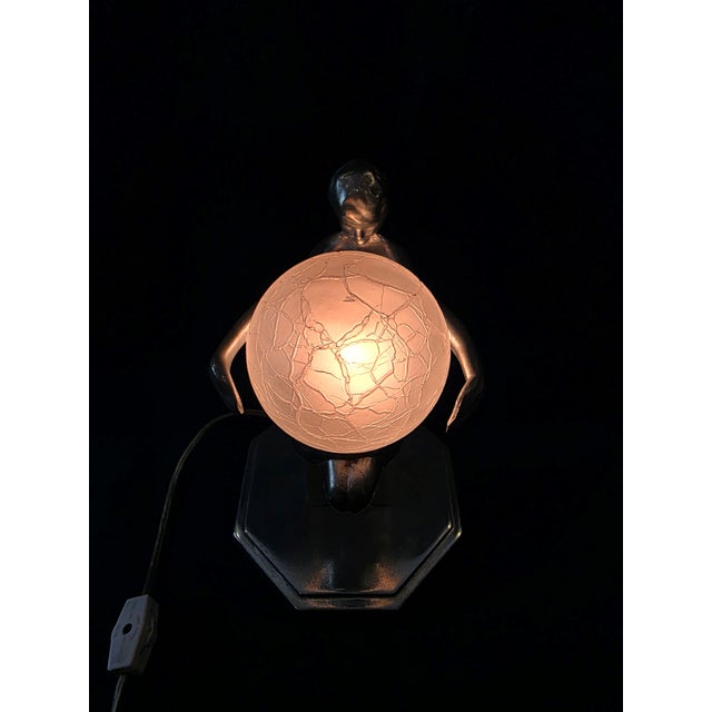 Silver 1970s Art Deco Accent Lamp For Sale - Image 8 of 9
