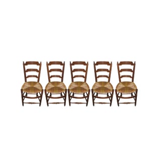 Antique Ash Dining Chairs, Set of 5 For Sale