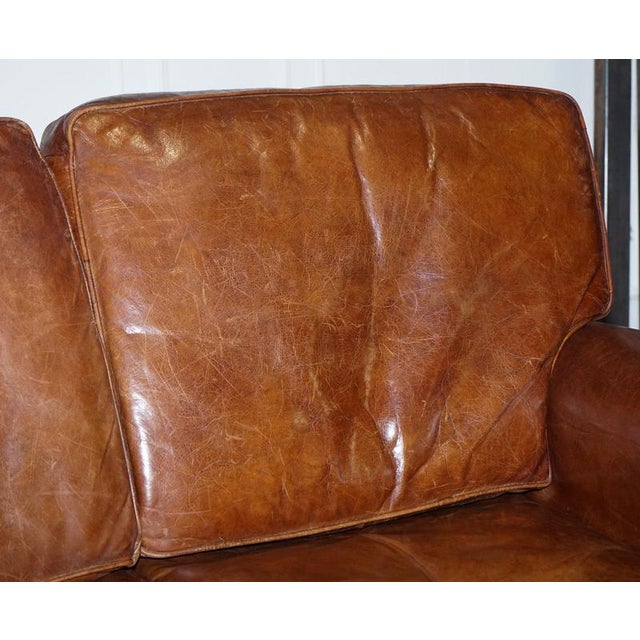 Brown Balmoral Two Seater Brown Heritage Leather Sofa in the style of Halo and Timothy Oulton For Sale - Image 8 of 16