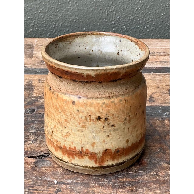 Camel Vintage Studio Pottery Glazed Ceramic Vase For Sale - Image 8 of 15