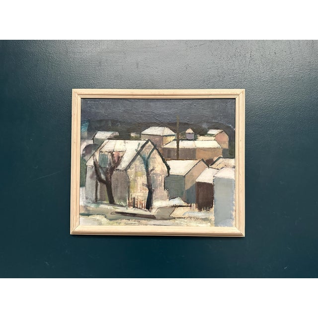 Helmer Forslund, Winter Night Over the City, 1950s, Oil on Canvas, Framed For Sale - Image 6 of 18