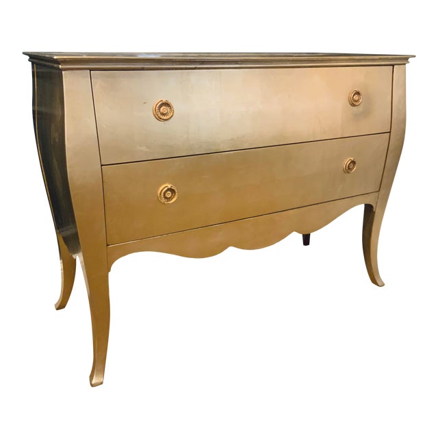 Modern Silver Leaf Finished Bombe Chest of Drawers Chairish