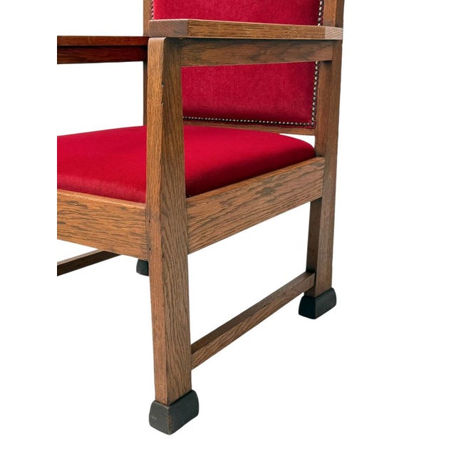 Art Deco Lounge Chairs in Oak and Velvet by Architect Schubad, 1920s, Set of 2 For Sale - Image 13 of 16