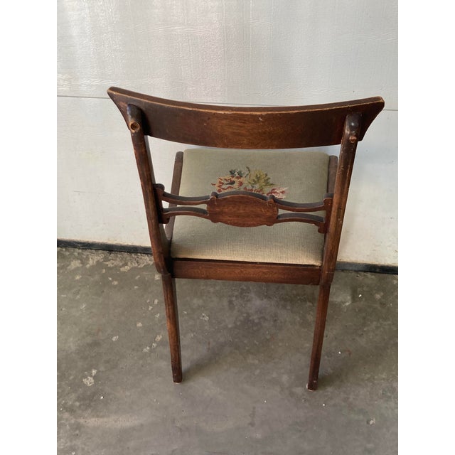 American 1930's American Depression Duncan Phyfe Mahogany Chair With Needlepoint Seat For Sale - Image 3 of 5