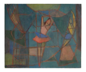Mid 20th Century "Abstract Ballerina" Modernist Figurative Oil Painting by Sidnee Livingston
