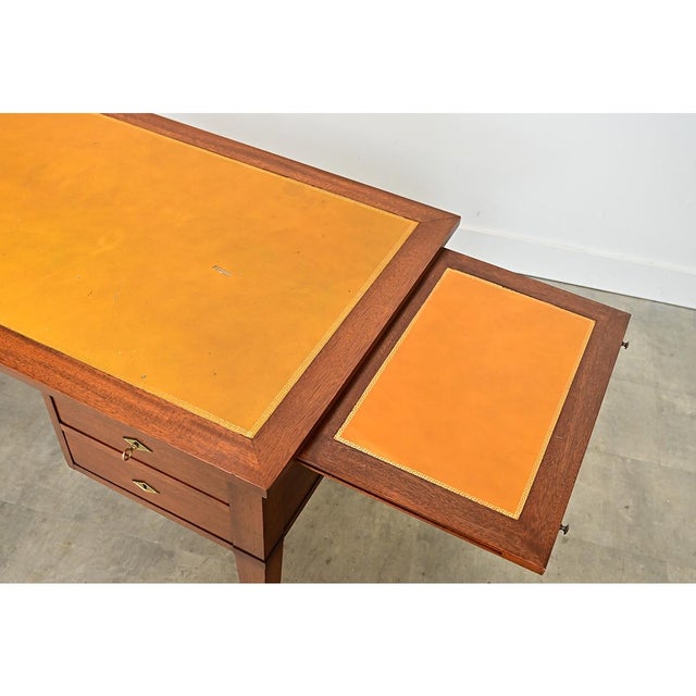 Brown French 20th Century Mahogany and Leather-top Desk For Sale - Image 8 of 10