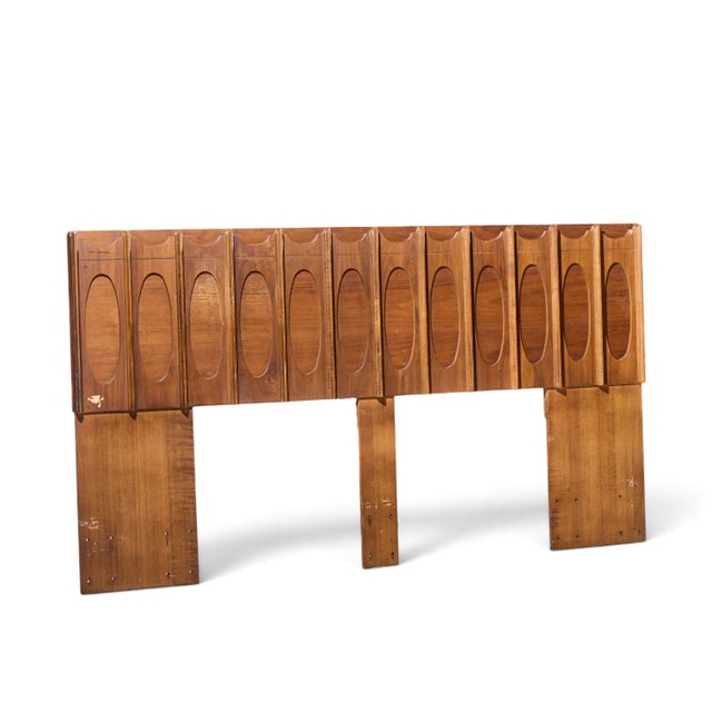 Tobago Mid Century King Headboard This headboard measures: 80 wide x 3.5 deep x 44.25 inches high Fair Vintage Condition -...